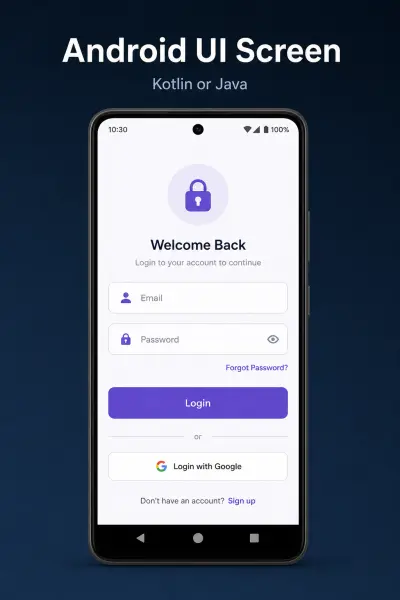 تطوير شاشة Android Native احترافية باستخدام Kotlin أو Java