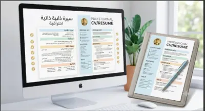 وتنسيق السيرة الذاتية الاحترافية (CV) باللغتين العربية والانجليزية بأعلى جودة | تسليم PDF