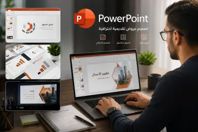 تصميم عروض تقديمية (PowerPoint) احترافية وجذابة.