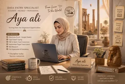 أقدم خدمات إدخال البيانات وتنظيمها بدقة عالية باستخدام Excel وGoogle Sheets مع سرعة في التنفيذ والالتزام بالجودة ومواعيد التسليم.
