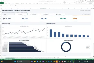 إنشاء Dashboards احترافية وتفاعلية باستخدام Microsoft Excel لعرض وتحليل البيانات بشكل منظم وحديث يناسب الشركات، التقارير التنفيذية، المبيعات، التسويق، والعمليات.