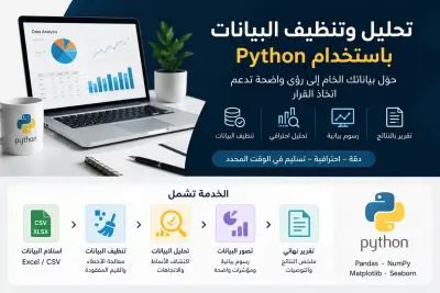 سأقوم بتنظيف وتحليل البيانات باستخدام Python واستخراج رؤى احترافية