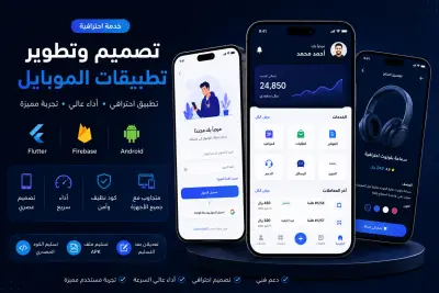 سأصمم وأطور لك تطبيق موبايل احترافي من 5 شاشات باستخدام Flutter