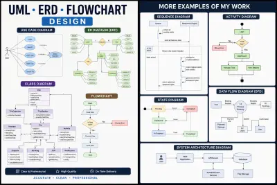 رسم وتصميم مخططات UML و ERD و Flowcharts للمشاريع الأكاديمية والاحترافية