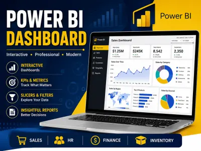 تصميم لوحة تحكم احترافية باستخدام Power BI مع مؤشرات أداء تفاعلية