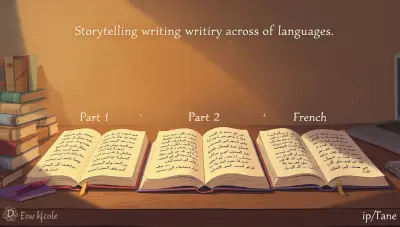 سأقوم بكتابة قصة مكونة من ثلاث اجزاء بثلاث لغات