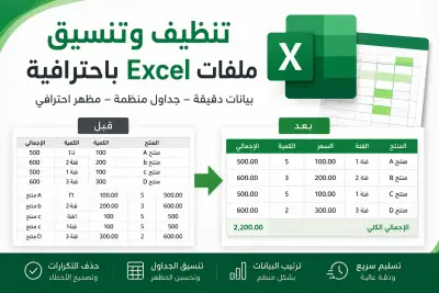 تنظيف و تنسيق ملفات Excel بإحترافية