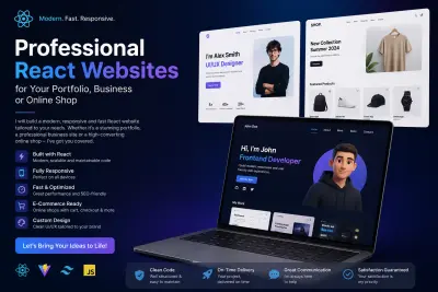 سأصمم لك واجهة موقع احترافية بتقنية React