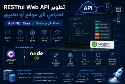 سأقوم بتطوير RESTful Web API احترافي باستخدام ASP.NET Core أو Node.js