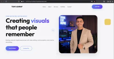 سأقوم ببرمجة موقع بورتفوليو شخصي (صفحتين: رئيسية ومعرض أعمال) بتصميم متجاوب