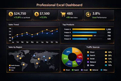تنظيف وتحليل البيانات وإنشاء لوحات معلومات احترافية في Excel