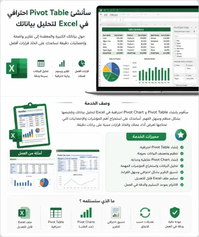 سأنشئ Pivot Table احترافي في Excel لتحليل بياناتك