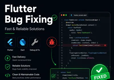 إصلاح أخطاء وبرمجة تطبيق Flutter باحترافية