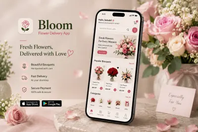 سأصمم واجهة مستخدم (UI/UX) احترافية لتطبيق بيع وتوصيل الورود والهدايا باستخدام Figma