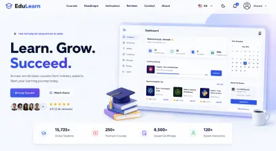 تطوير منصة تعليم إلكتروني احترافية مع إدارة الطلاب والكورسات