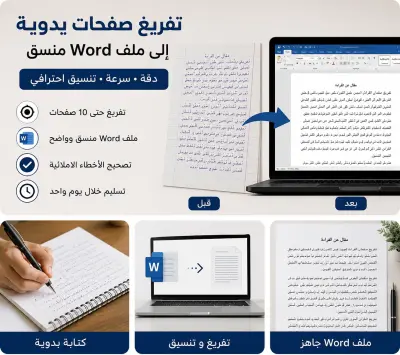 سأقوم بتحويل الصفحات المكتوبة بخط اليد إلى ملف Word منسق