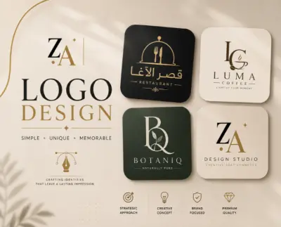 تصميم لوجو احترافي وفريد يعبر عن هوية علامتك التجارية.
