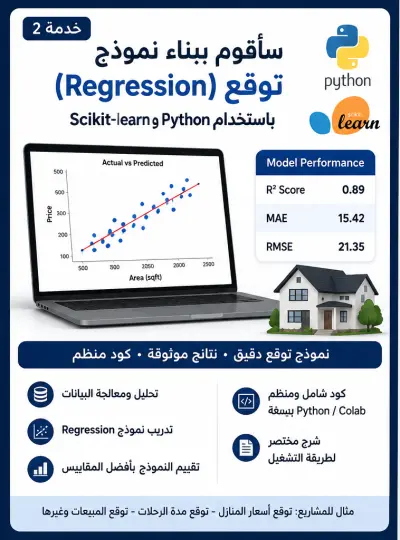 سأقوم ببناء نموذج Machine Learning للتنبؤ (Regression) باستخدام Python