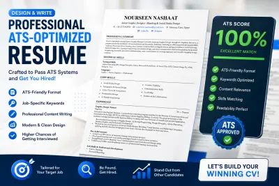 كتابة و تصميم سيرة ذاتية احترافيةCV باللغة الانجليزية متوافقة مع نظام ATS
