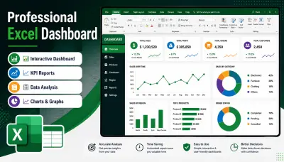 سأصمم Dashboard احترافي على Excel لتحليل البيانات والتقارير