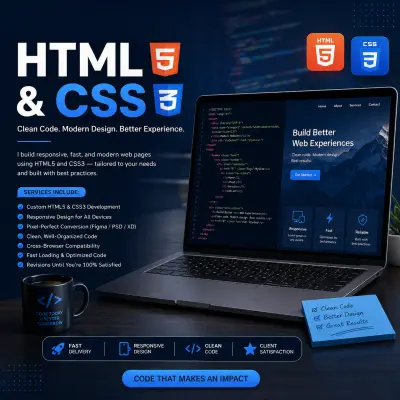 سأصمم لك صفحة ويب احترافية ومتجاوبة باستخدام HTML5 وCSS3