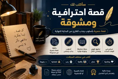 سأكتب قصة احترافية ومشوقة وحصرية في أي مجال