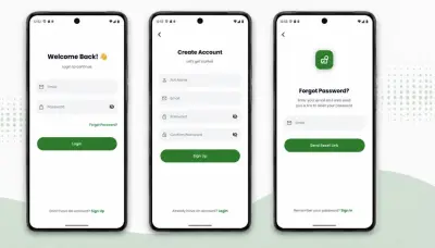 تصميم وبرمجة صفحات Login و Sign Up و Forgot Password