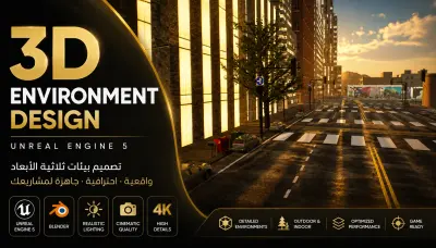 سأصمم بيئة ثلاثية الأبعاد (3D) احترافية باستخدام Unreal Engine 5