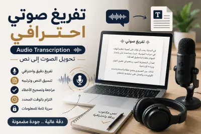 سأقوم بتفريغ الملفات الصوتية أو الفيديوهات إلى نص عربي أو إنجليزي بدقة واحترافية
