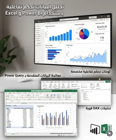 تحليل البيانات وبناء لوحات تحكم تفاعلية باستخدام Power BI و Excel