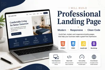 تصميم وتطوير صفحة Landing Page أحترافية و متجاوبة
