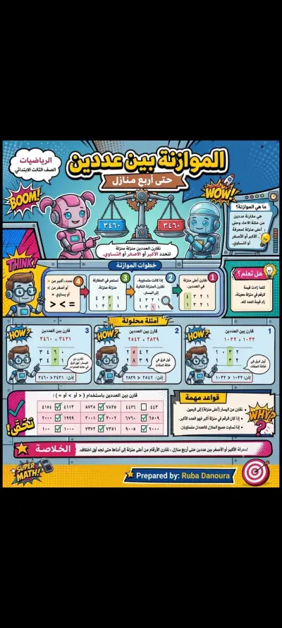 يسرني انا المعلمه ربى دنوره ان اقدم لكم دروس اون لاين لماده الرياضيات سواء باللغةلانكليزيه او العربية لصفوف المرحله الاولى من الصف الاول الى السادس بشرح مبسط ومعلومات تناسب كل صف باستخدام وسائل تعليمية تفاعلية وباحدث الطرق