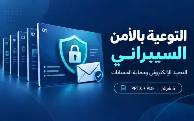 إعداد عرض تقديمي من 5 شرائح للتوعية بالتصيد الإلكتروني وحماية الحسابات