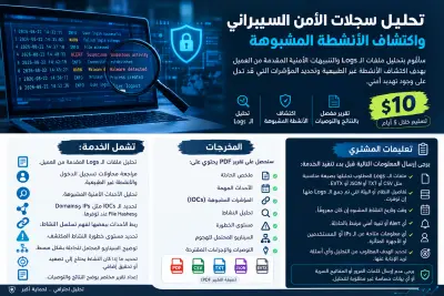 تحليل سجلات الأمن السيبراني واكتشاف الأنشطة المشبوهة وصف الخدمة