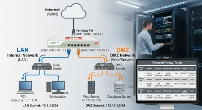 سأقوم بإعداد Firewall Policy على FortiGate باحترافية
