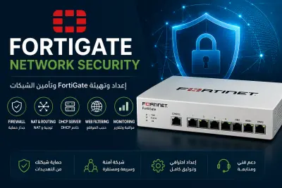 صورة العمل إعداد وتهيئة FortiGate وتأمين الشبكات